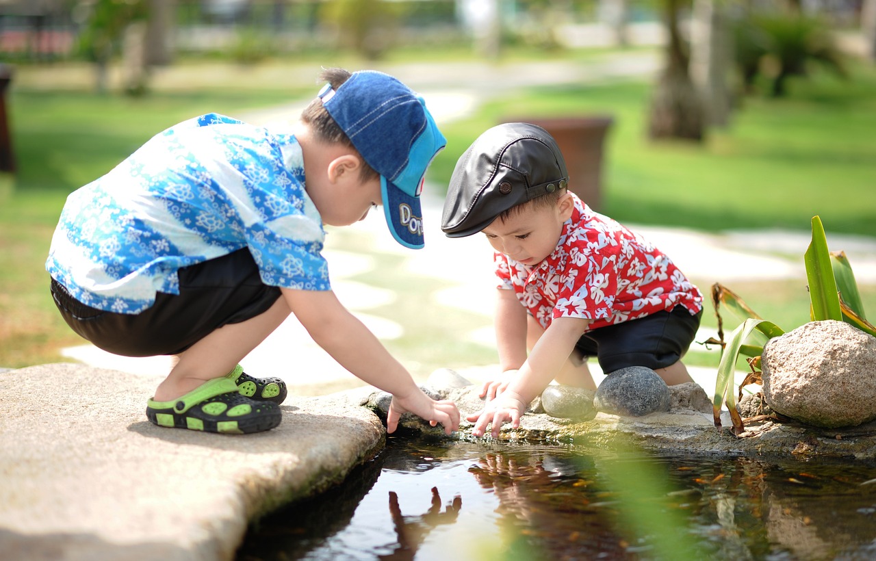 Joyful kids playing in a park